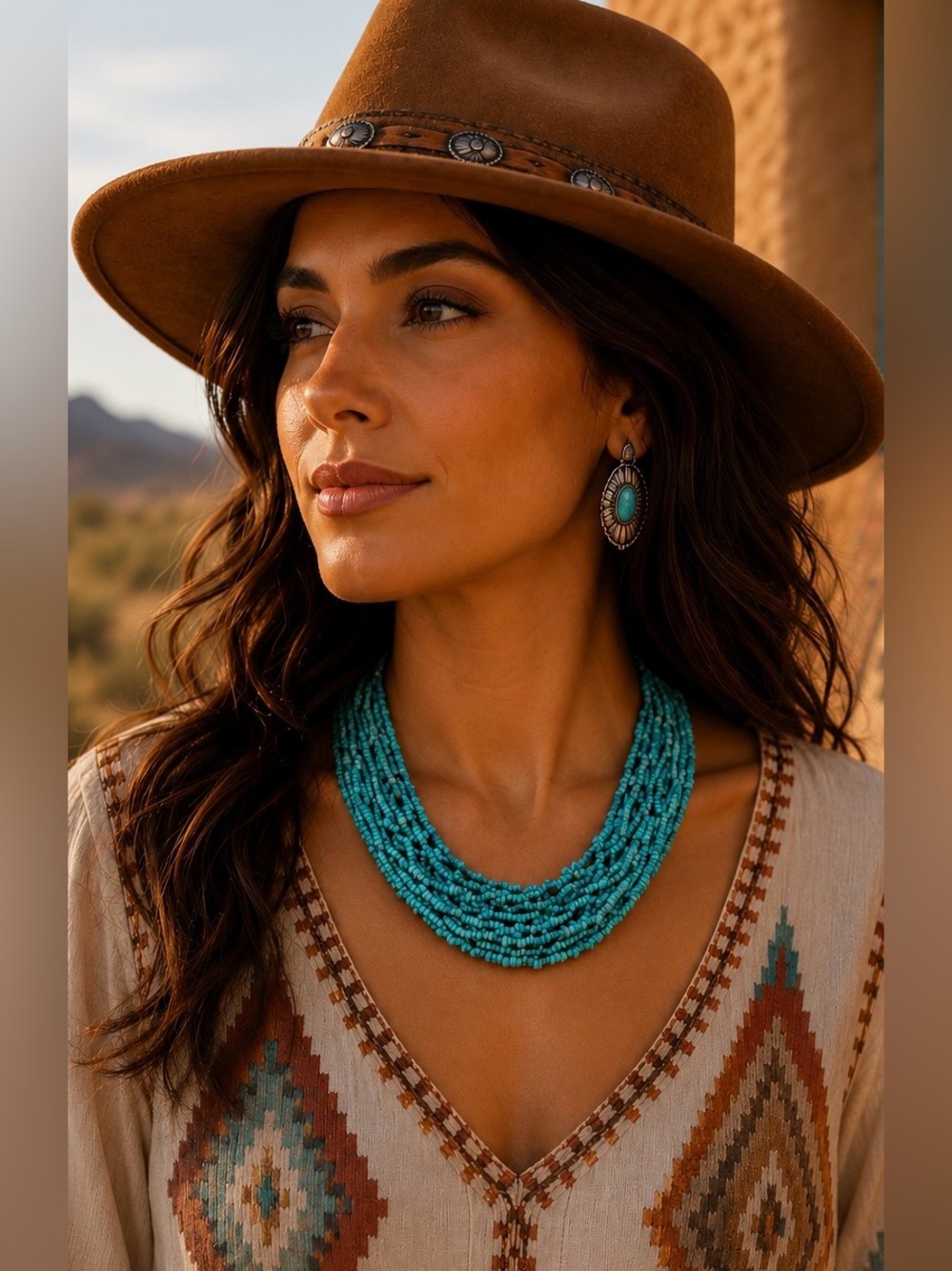 Carolyn Pollack Southwest Sterling Silver Turquoise Multi Strand Beaded Necklace - Picture 2 of 6